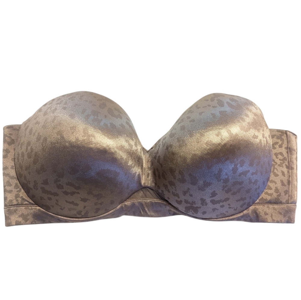 Cacique Comfort Bliss Strapless Bra 44DDD Brown Animal Print Bronze Underwire